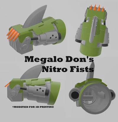 nitro punhos dias inspirado jogos arma manopla soco foguete personagem item 3d impressão megalo don 3d print model - Mito3D