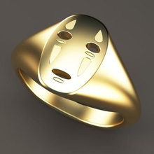 no face ring jewelry signet relief art inspiration spirited away 3d print model - Mito3D