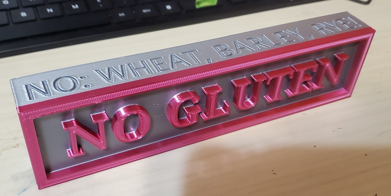 no gluten desk sign celiac disability wheat barley rye 3d print model - Mito3D
