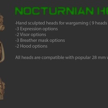 nocturnian heads pack 1 game 40 kill team grimdark head space soldier salamanders nocturne lizards helmetless 3d print model - Mito3D