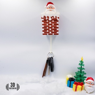 noel mur clé cintre Noël Père claus décorations jouet arbre porte clés stl autant soutien cadeau 3d print model - Mito3D