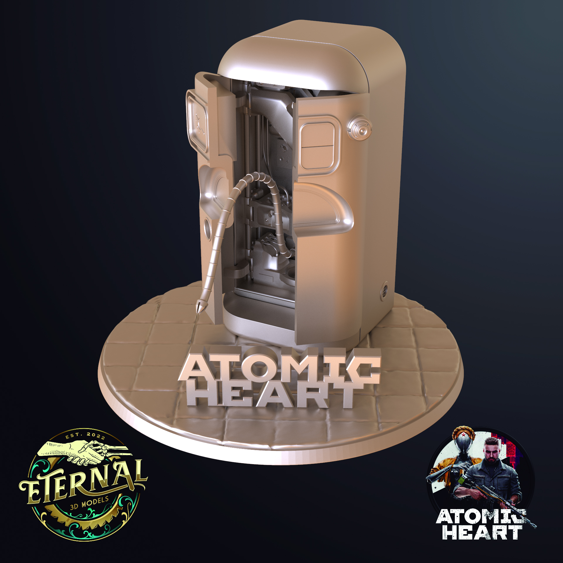nora Verkauf Maschine öffnen atomar Herz ewig Bioshock ai Roboter Zwillinge Atomherz eleanor Verkäufer Spiel Diorama 3D print model - Mito3D