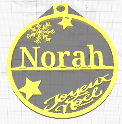 norah christmas bauble ornament noel no l ball first fir decoration fete party star 3d print model - Mito3D