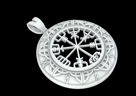 nordic pendant runes pendant nordic god mythology necklace asgard gold runes  3d print model - Mito3D