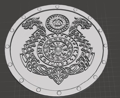 nórdico runas Dragão barco viking escudo 3d print model - Mito3D