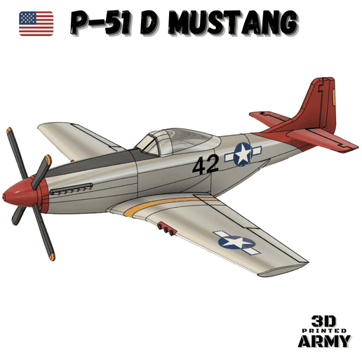 norte americano p 51 mustango Arte p51 p51d ww2 combatiente avión escala modelo tonto esmerejón 3D print model - Mito3D