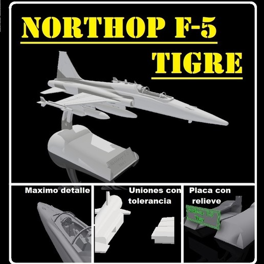 northrop 5 tiger Modell skalieren Flugzeug Jagd fighter 1 100 armable stl f5 obj 3D print model - Mito3D