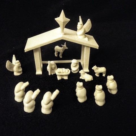 yok-doğuş set destekler art advent baby calendar christmas countdown donkey jesus joseph mary ornament shepherd wiseman wisemen xmas sculptures 3D print model - Mito3D
