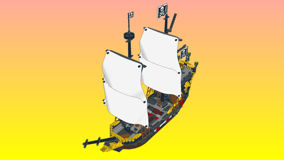 Notlego Lego Pirat Schiff Modell 308 Backstein Designer Piraten 3d print model - Mito3D