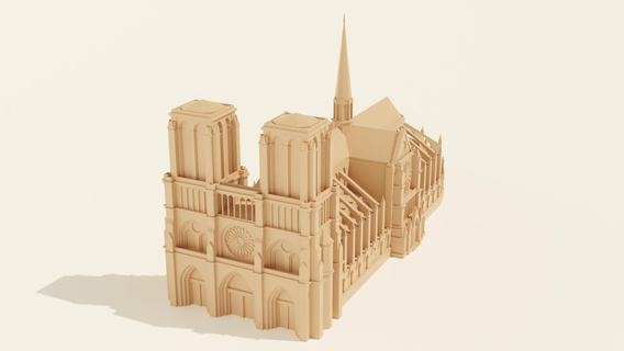 notre-dame de paris landmark architecture building exterior historic 3dprint stl stlmodel stlfile france gothic notredame curch cathedral 3dmodel 3d print model - Mito3D