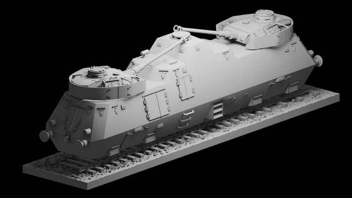 nr51 german heavy armored train 1 35 3dprint resinprint scalemodel assembly parts 3d print model - Mito3D