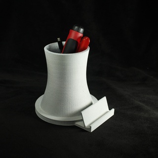 nuclear plant smartphone holder cup nuke tower phone stand desk pen pencil 3d print model - Mito3D