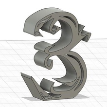 Nummer 3 Kunst Zahlen tres 3d print model - Mito3D