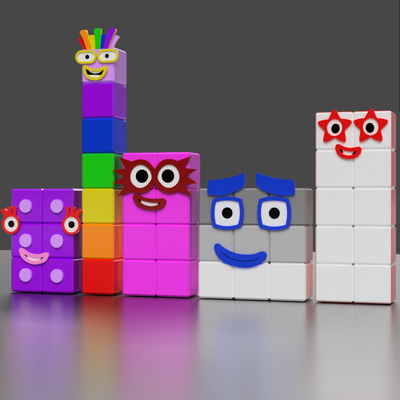 number blocks 678910 numberblocks can be snapped place game numbers numberbloks cubes 3d print model - Mito3D