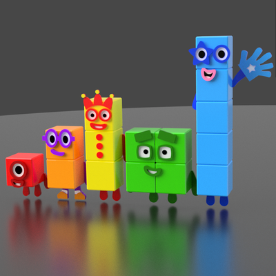 numero blocchi personaggi 1 2 3 4 5 numerici gioco numeri numberbloks cubi 3d print model - Mito3D