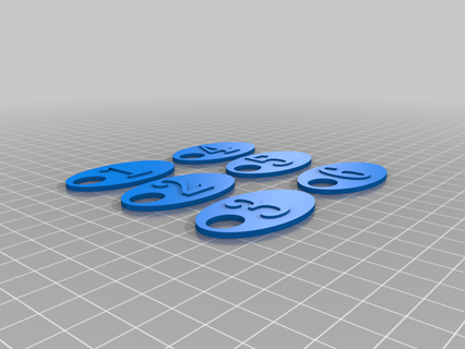 numara etiketleri 1 6 anahtarlık takı anahtarlar 3d print model - Mito3D