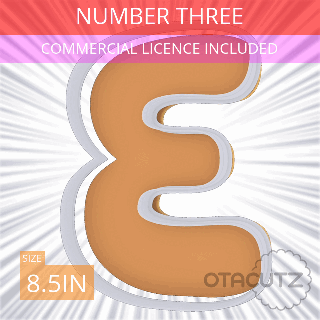 number three cookie cutter 85in 216cm Tools fondant ausstechform cortador de galletas biscoito tagliabiscotti クッキーの抜き型 формочка для печенья commercial use set cookies basic shape classic birthday anniversary age 3d print model - Mito3D