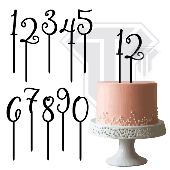 números bolo chapéu coco feminino aniversário celebração 3D print model - Mito3D