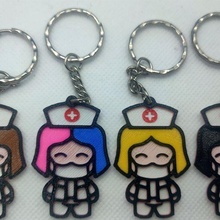 nurse keychain hair colors key chain keyring ring 3d print model - Mito3D