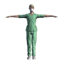 nurse woman-rigged 3d game character model uniform clothing hospital doctor shirt medicine surgical mask coat pant fashion and beauty medical 3dclothing science rigged animated 3d print model - Mito3D