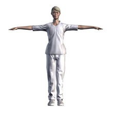 nurse woman-rigged 3d game character mode uniform clothing hospital doctor shirt medicine surgical mask coat pant fashion and beauty medical 3dclothing science rigged animated 3d print model - Mito3D