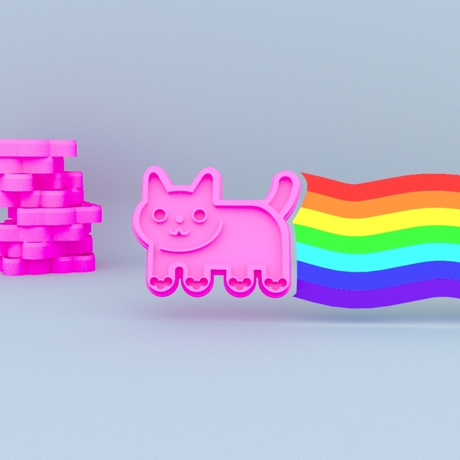 nyan chat biscuit coupeur cuisine manger 3D print model - Mito3D