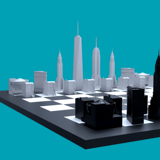 nyc chess pieces game decorative decor art tower love architecture buildings new york 3D print model - Mito3D