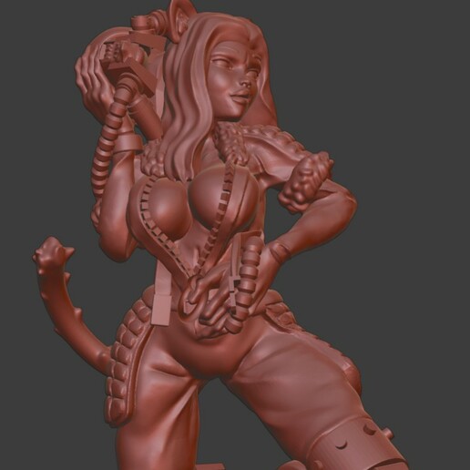 serpente incagliato pilota warhammer imperiale guardia ragazza gatto 3D print model - Mito3D
