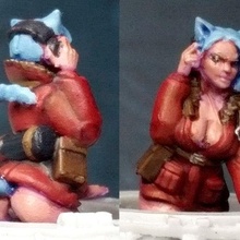 serpente serbatoio comandante 2 warhammer imperiale guardia ragazza gatto wh40k warhaming scifi tavolo miniatura 3d print model - Mito3D