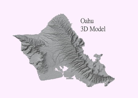oahu topographic model - 3d printer cnc stl file hawaii wall art geography 3d print model - Mito3D