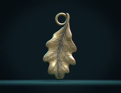 oak leaf ii foliage charm pendant 3d print model - Mito3D