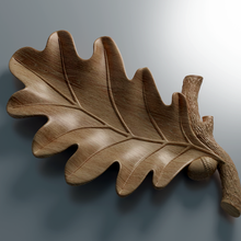 oak leaf tray - 3d stl model designed aspire vcarve carveco artcam cnc file 3d print model - Mito3D
