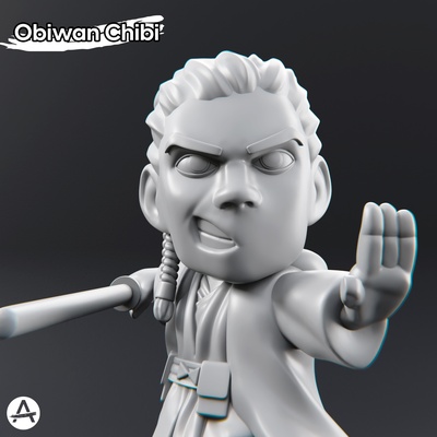 obi wan kenobi chibi estrela guerras arte obiwan jovem fofa series filmes stl pronto to impressão 3d print model - Mito3D