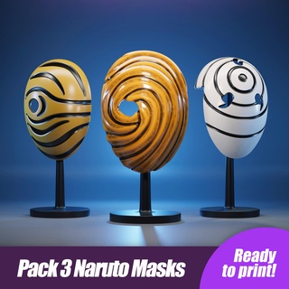 obito Naruto masque pack 3 prêt impression masques cosplay Halloween costume dents fanart anime hinata 3d print model - Mito3D