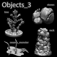 Objekte 3 Baum Sumpf Monster Felsen sci fi scifi Miniaturen Steine Cliff 3d print model - Mito3D