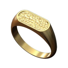oblong signet hammered textured sizes6to9 3d print mode jewelry slot ring printable gold silver nugget gents 3d print model - Mito3D