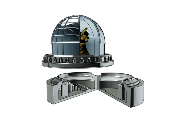 observatory architecture telescope gallery miniature dome building 3d print model - Mito3D