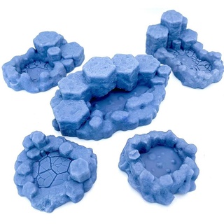 obsidian depths lava pools set 40 40000 fantasy terrain wargaming pool tabletop minis dungeon dnd magma 5e presupported ttrpg 3d print model - Mito3D