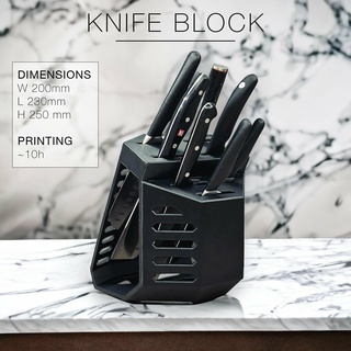 obsidiana faca quadra prateleira cozinha facas armazenamento acessório porte couteau 3d print model - Mito3D
