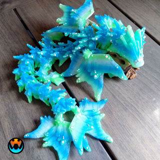 ocean dragon cinderwing3d articulating flexible print-in-place supports crystal fidget animal gemstone flexi print place 3d print model - Mito3D
