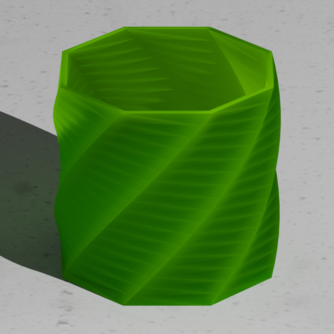 octogonal pot tordu 5 Accueil maison jardin plante plantes jus 3D print model - Mito3D