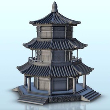 octagonal two stories pagoda columnas 18 China Asia Japón martillo guerra años sigmar 3d print model - Mito3D
