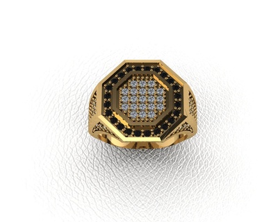 octaogn gentleman's ring jewelry rings gentleman precious stones 3d print model - Mito3D
