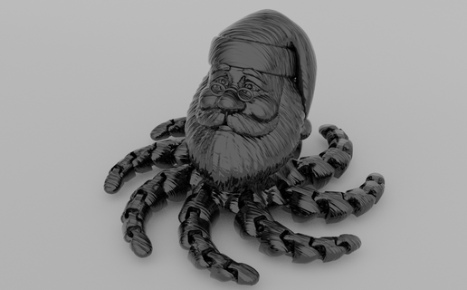octo-claus christmas articulated santa design art beautiful festive octopus 3d print model - Mito3D