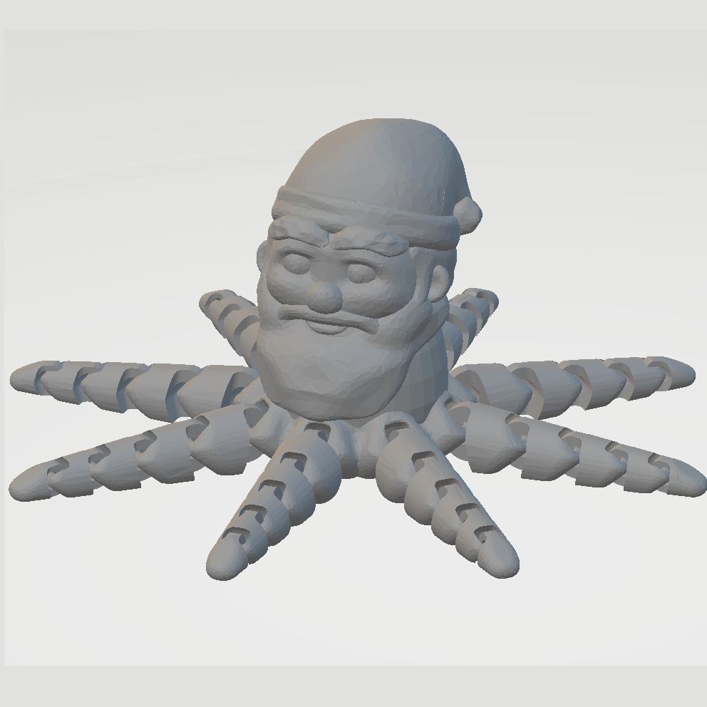 octo claus polpo santa articolato natale vacanza festoso strambo capriccioso 3d modello unico novità stl file decorazione ornamento print in place cappello ibrido divertimento collezione stampa posto 3D print model - Mito3D