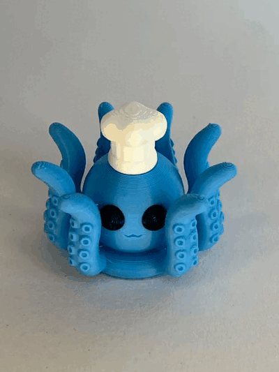 octo spinner-easy to print bouz bouz3d fidget garden toy fun spinning spinner flexi octopus cute small tiny easy in place 3d print model - Mito3D