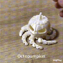 octopumpkin flexible art octopus octo tentacles pumpkin pumpkins halloween horror lantern jack 3d print model - Mito3D