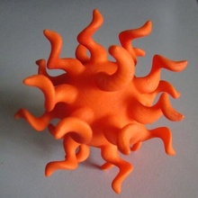 octopus-like surface art virus octopus lymphocyte cell cthulhu sinus sinusoidal geometry math sphere twist monster 3d print model - Mito3D