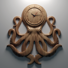 octopus clock - 3d stl file cnc wall model aspire artcam vcarve carveco 3d print model - Mito3D