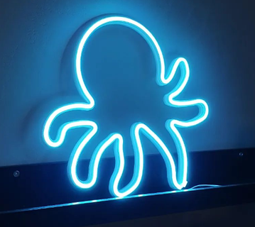 octopus neon led sign frame 30cm fish ocean sea water blue 3d print model - Mito3D